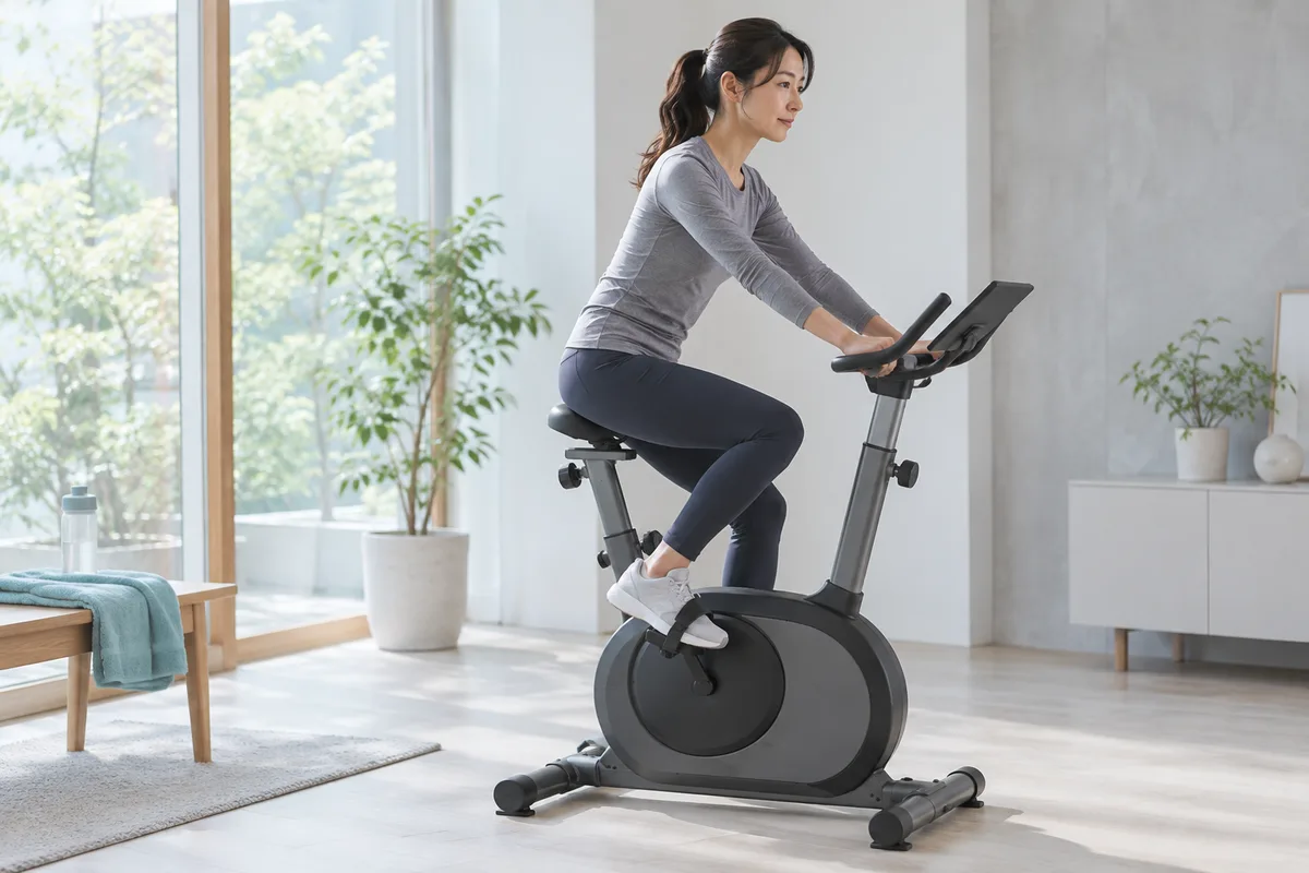 運動前にストレッチをする女性
