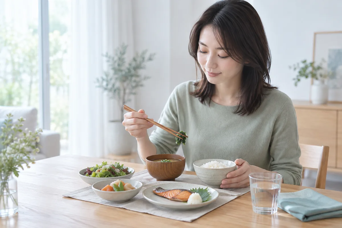 食事を用意する女性
