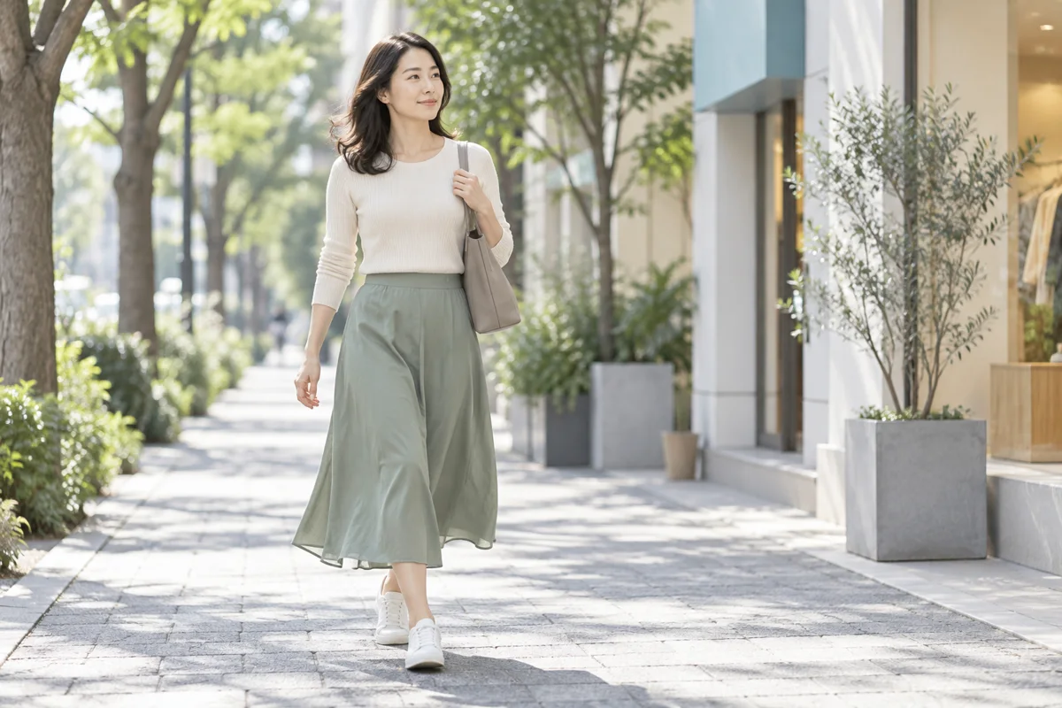 前向きな気持ちで街を歩く女性