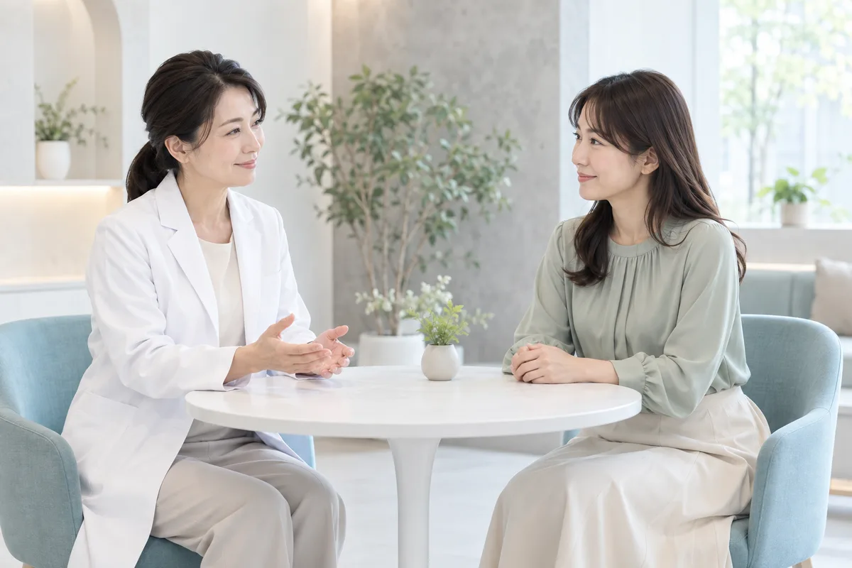 医師にダイエットの相談をする女性